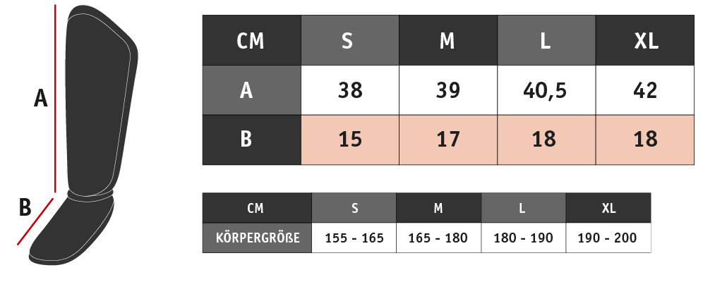 8 Weapons Shin Guards Size Guide