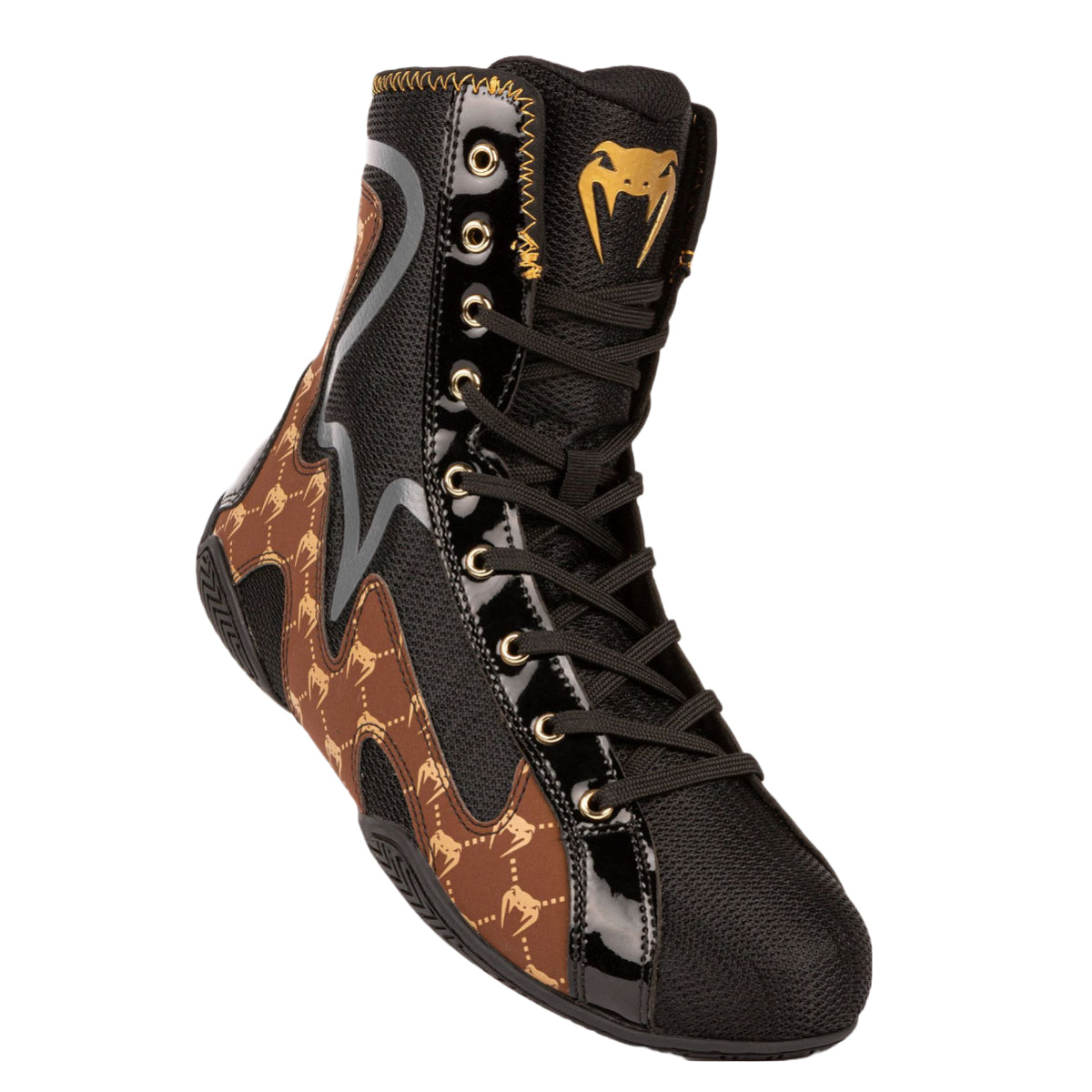 Black/Brown Venum Elite Evo Boxing Shoes   