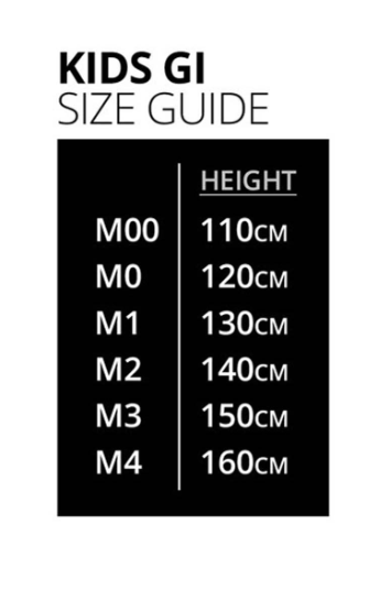 Fumetsu Kid's BJJ Gi Sizing Guide