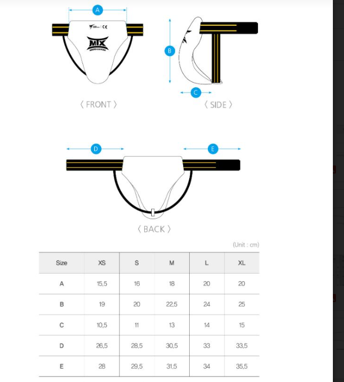 Mooto Male Groin Guard Size Guide