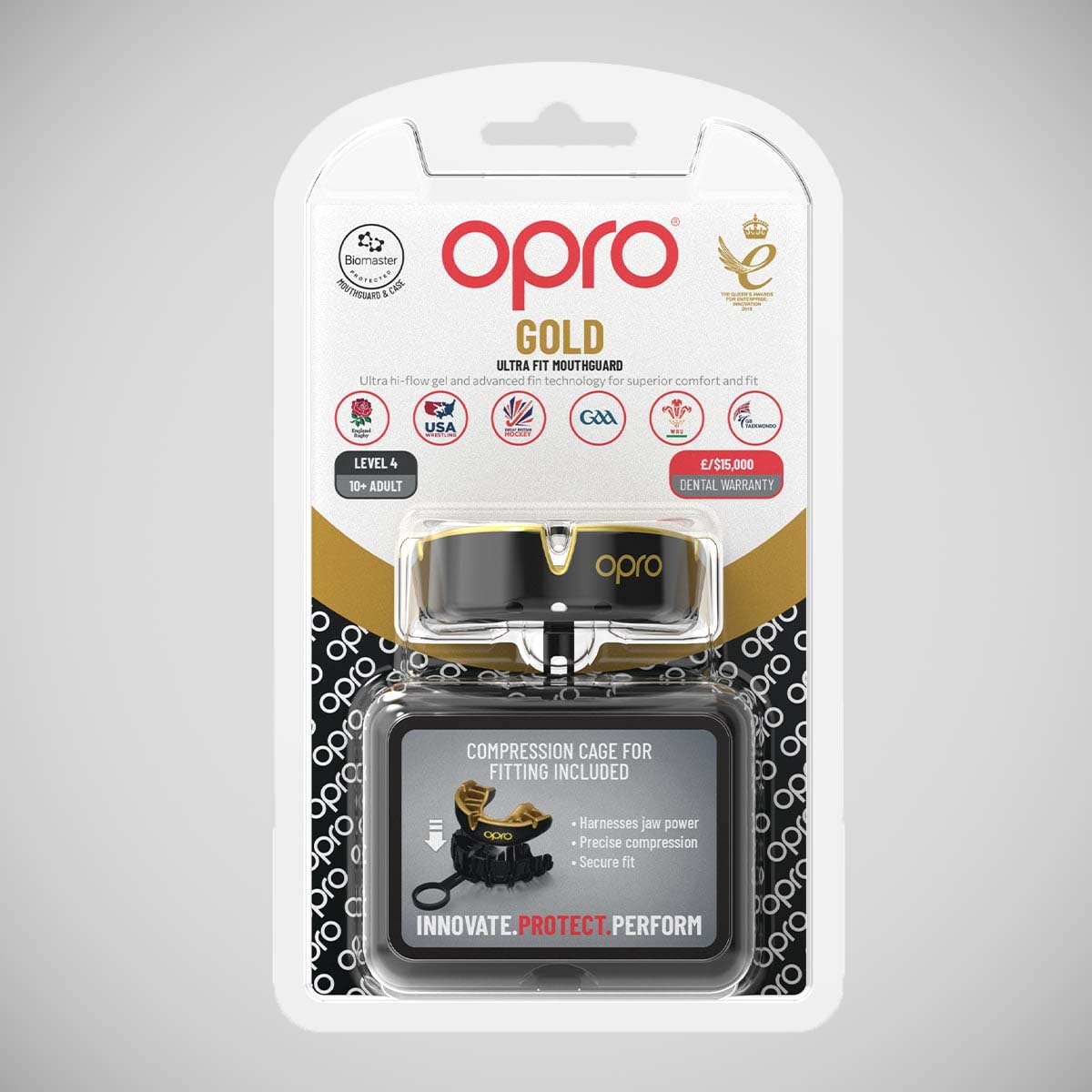 Opro Gold Self-Fit Mouth Guard Black/Gold   