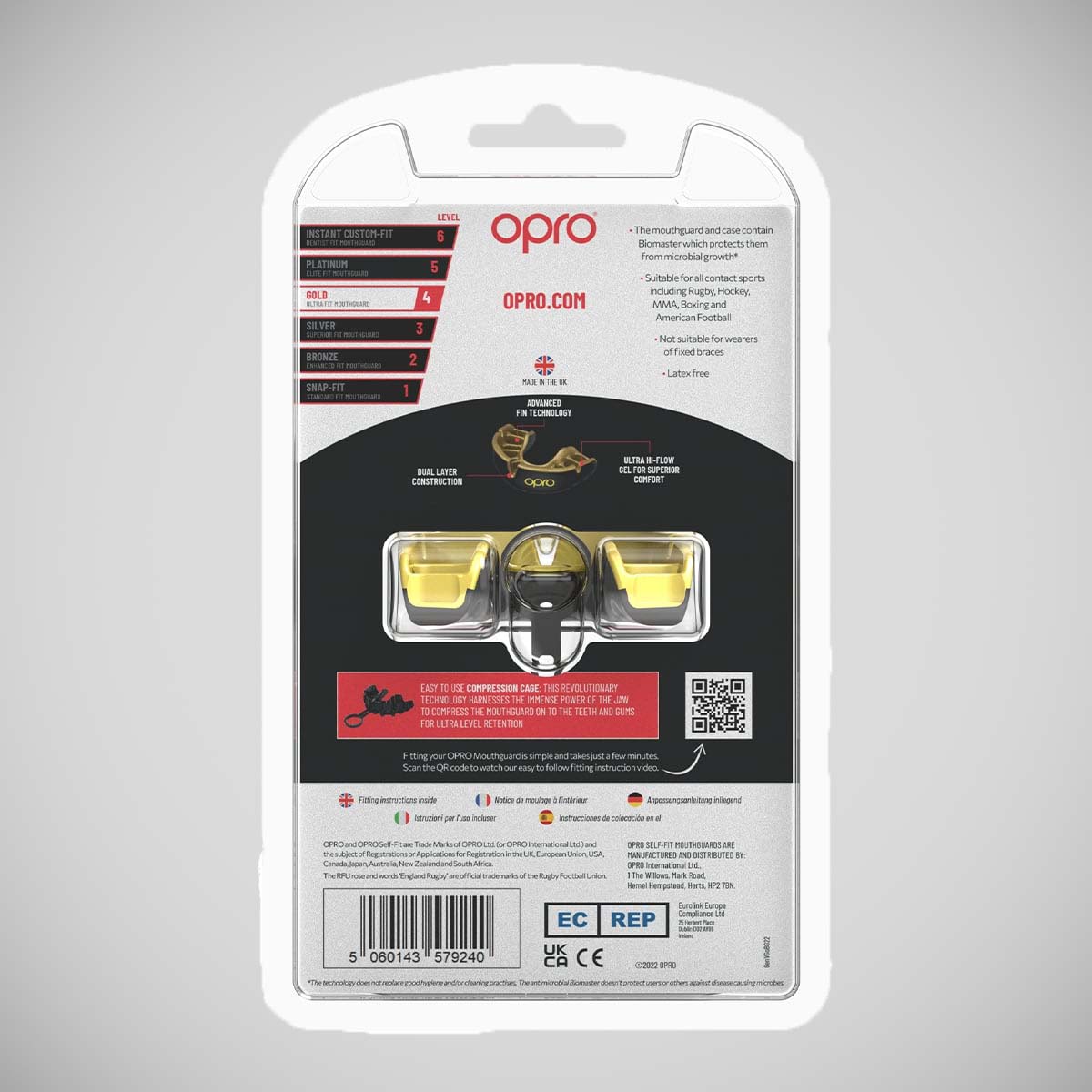 Opro Gold Self-Fit Mouth Guard Black/Gold   